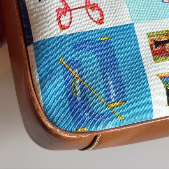 GUCCI Rare Vintage Blue Checkered Scarf Print Shoulder Bag - Picture 7 of 16